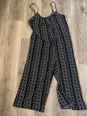 Black Patterned Wide-Leg Jumpsuit